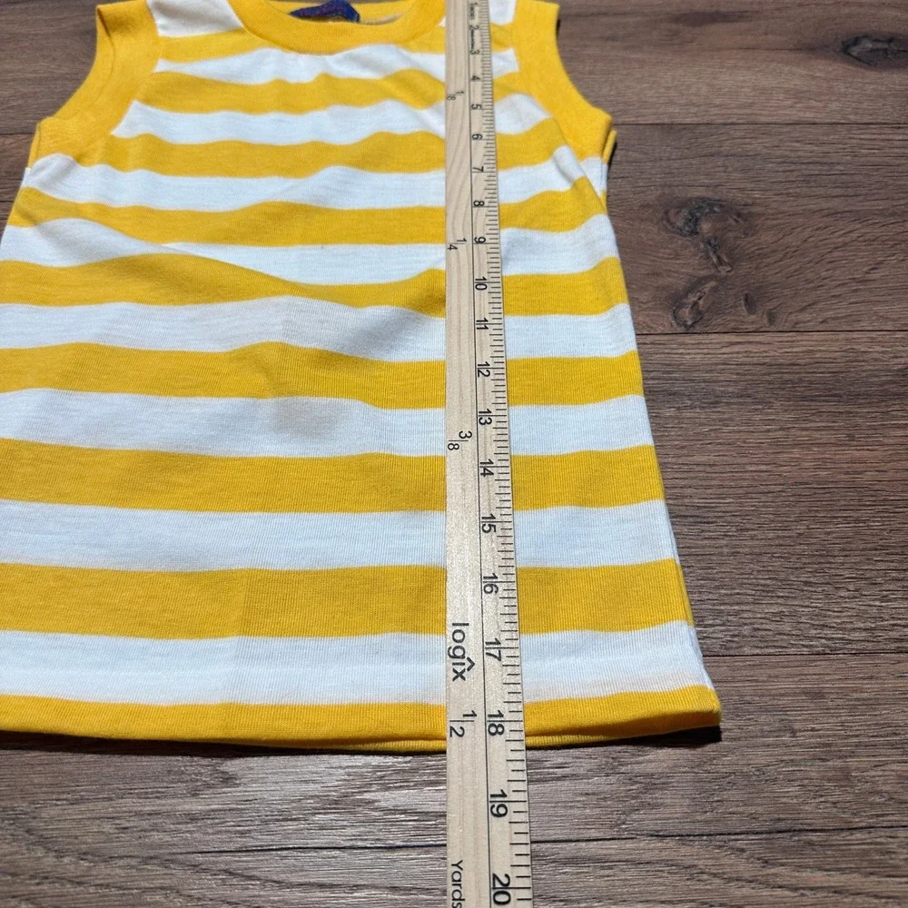 Vintage Jon Weston Yellow White Striped Tank Top Kids Size 7 Made in USA